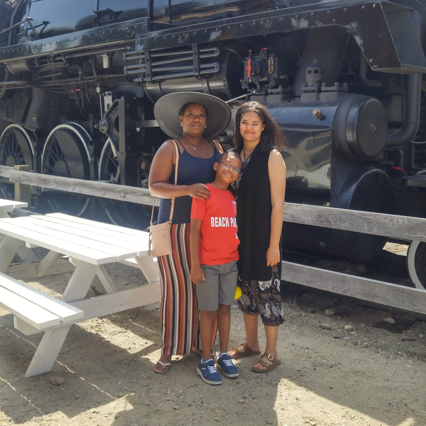 Richards with her daughter and son pictured.