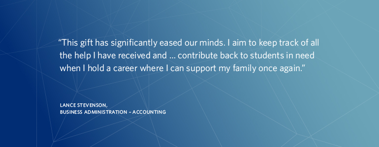 This gift has significantly eased our minds. I am to keep track of all the help I received and contribute back to students.