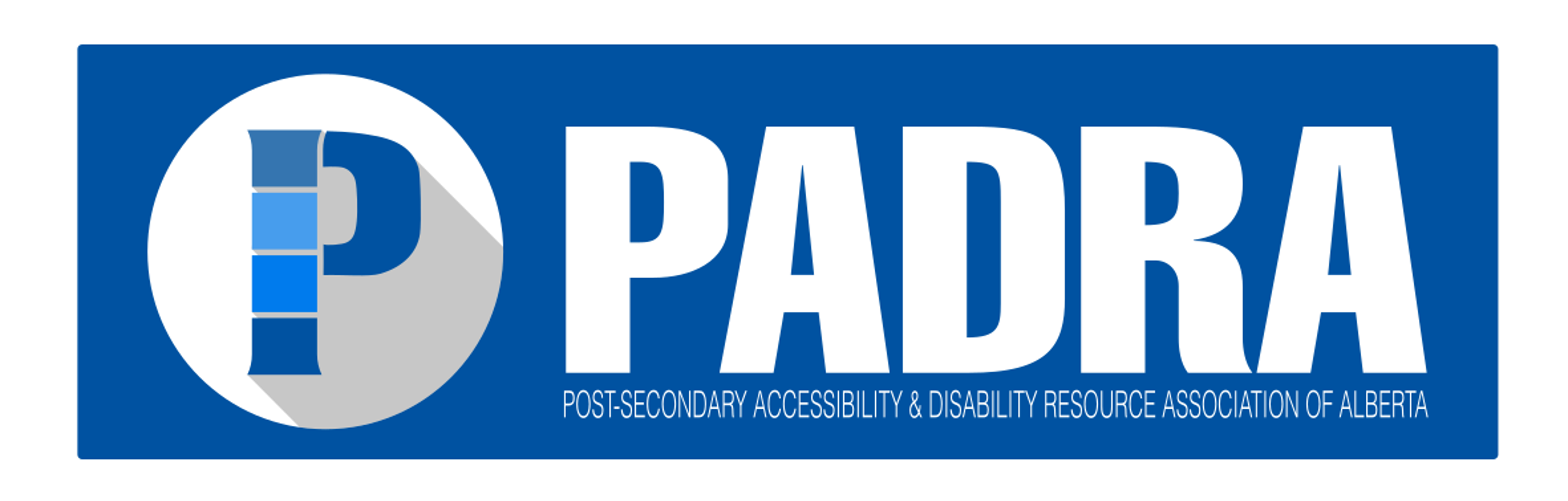 PADRA logo in blue and white