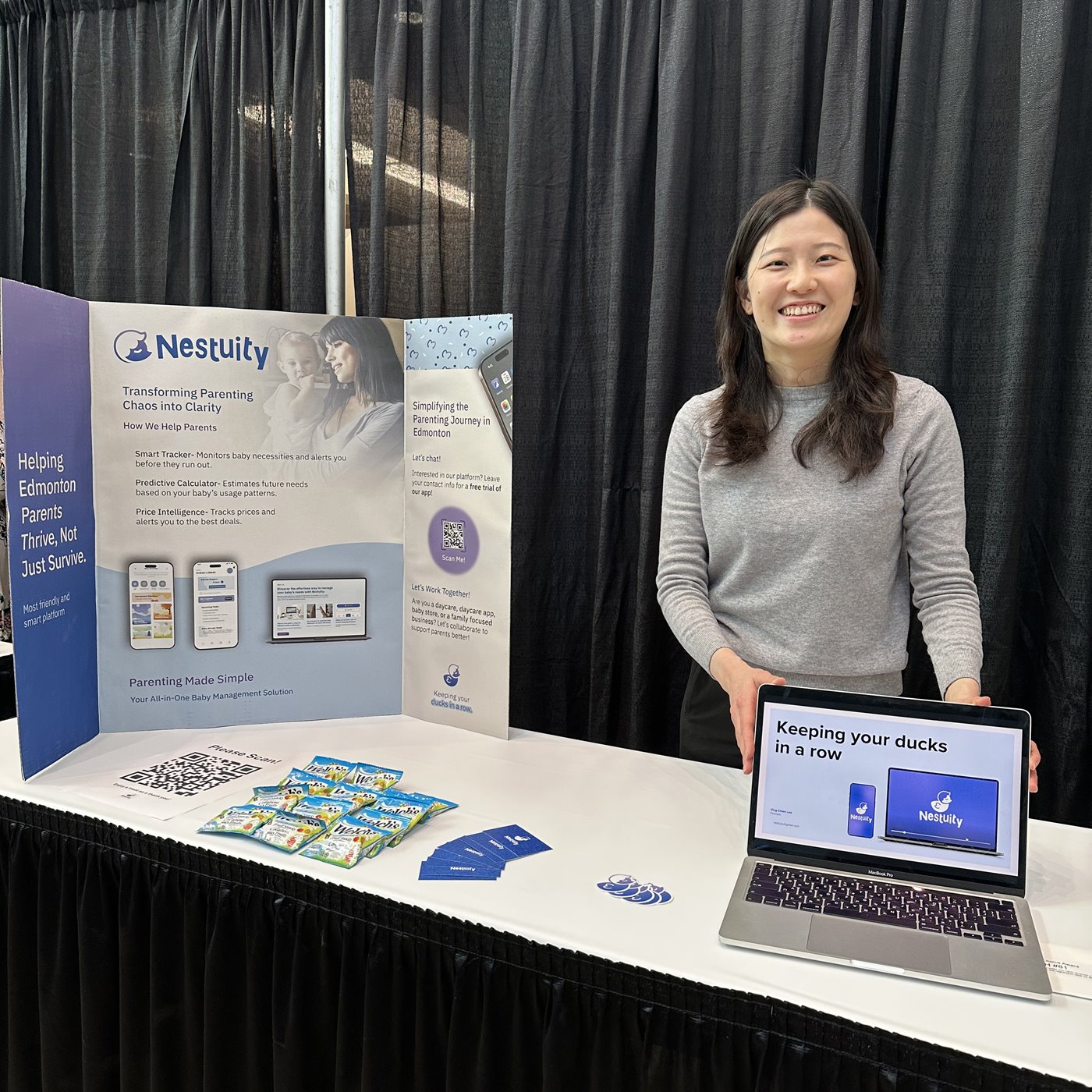 Ying Chien with business venture display