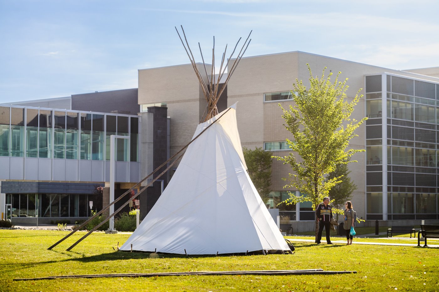 Tipi set up on NAIT Campus