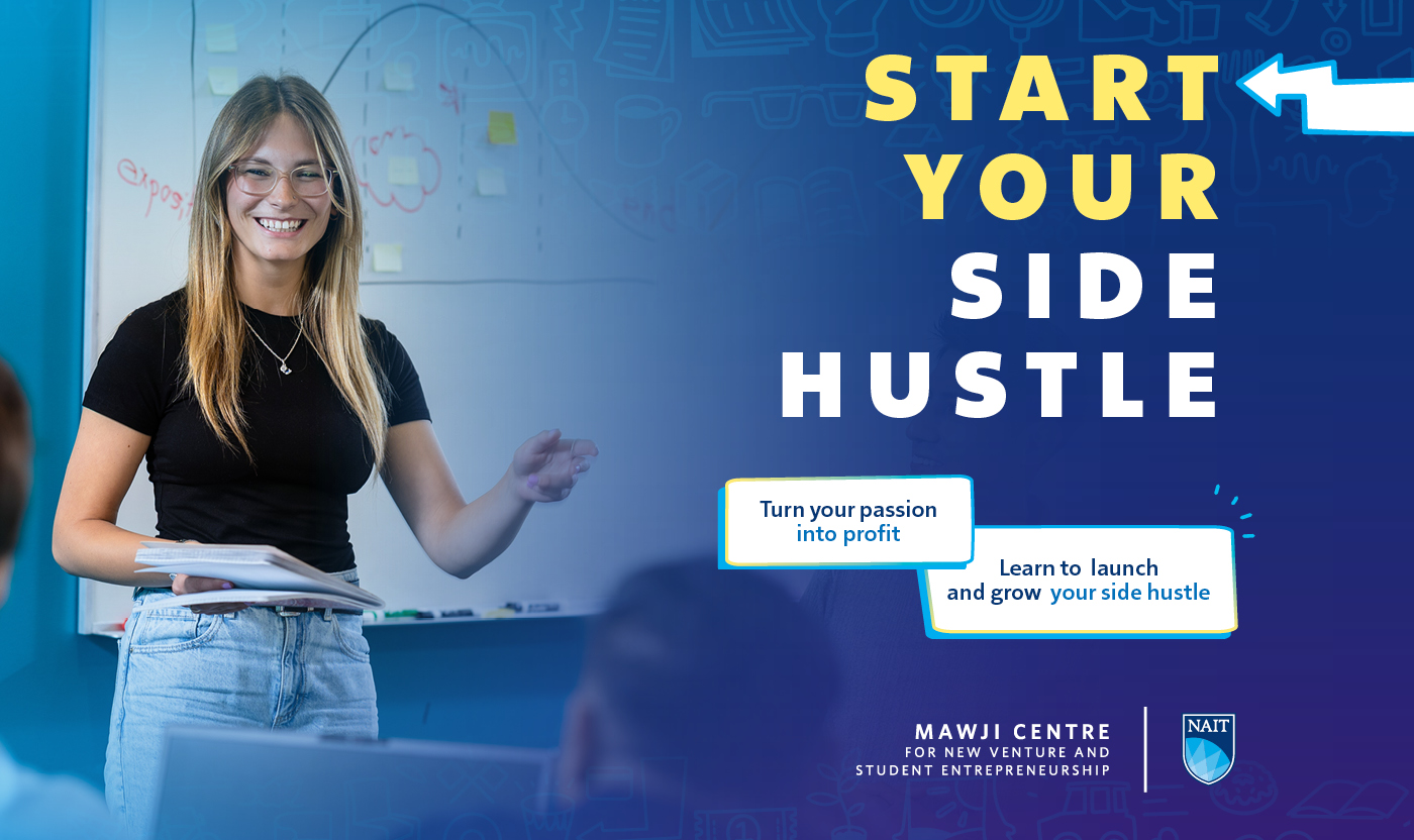 Mawji Centre student presenting Side Hustle graphic
