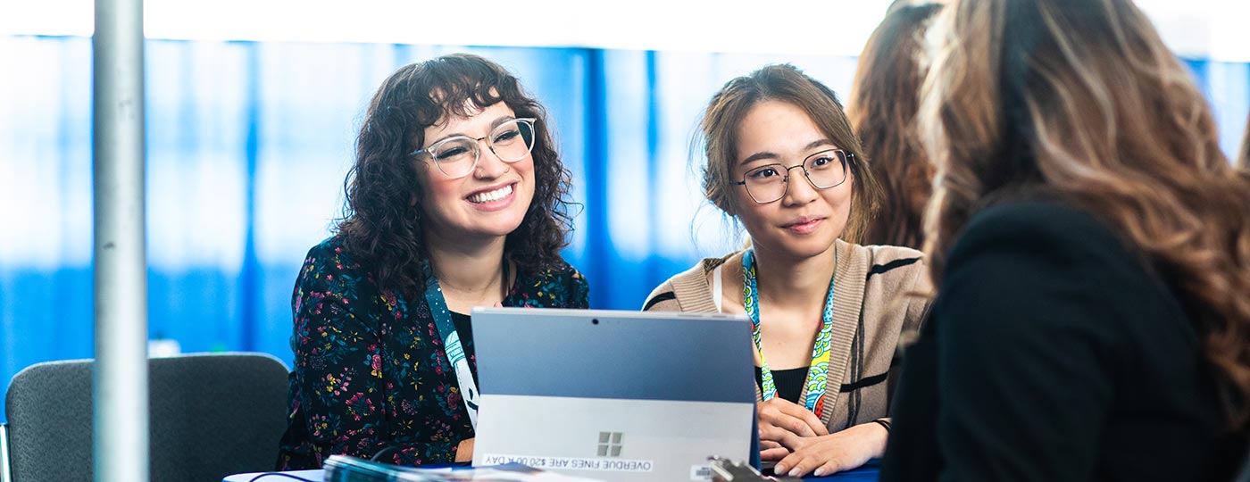 recruiter speaking to students