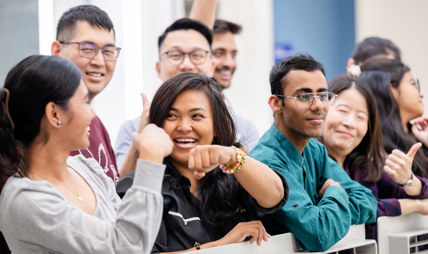 A group of international students chatting
