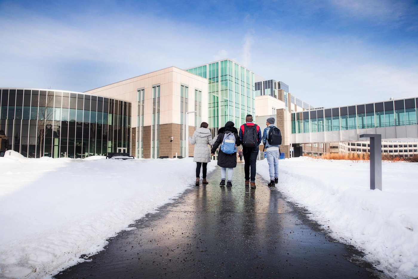 students walking together on campus